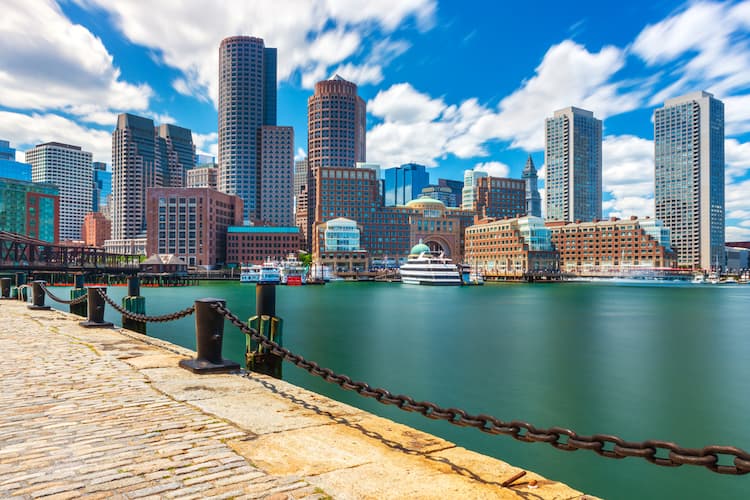 Boston skyline from harbor