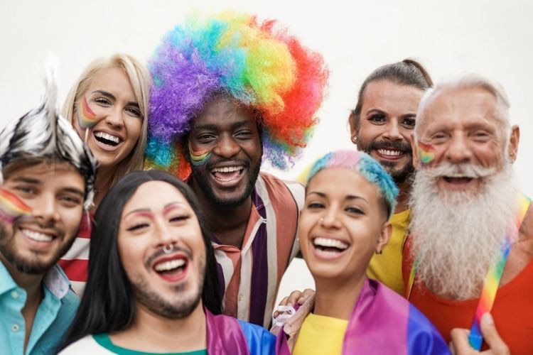 group of lgbt people celebrating pride