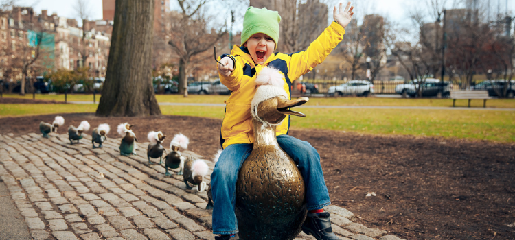 The Make Way for Ducklings Statue in Boston Public Garden is a favorite of the citygoers.